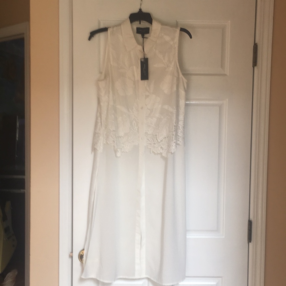 Sheer ivory topper with side slits